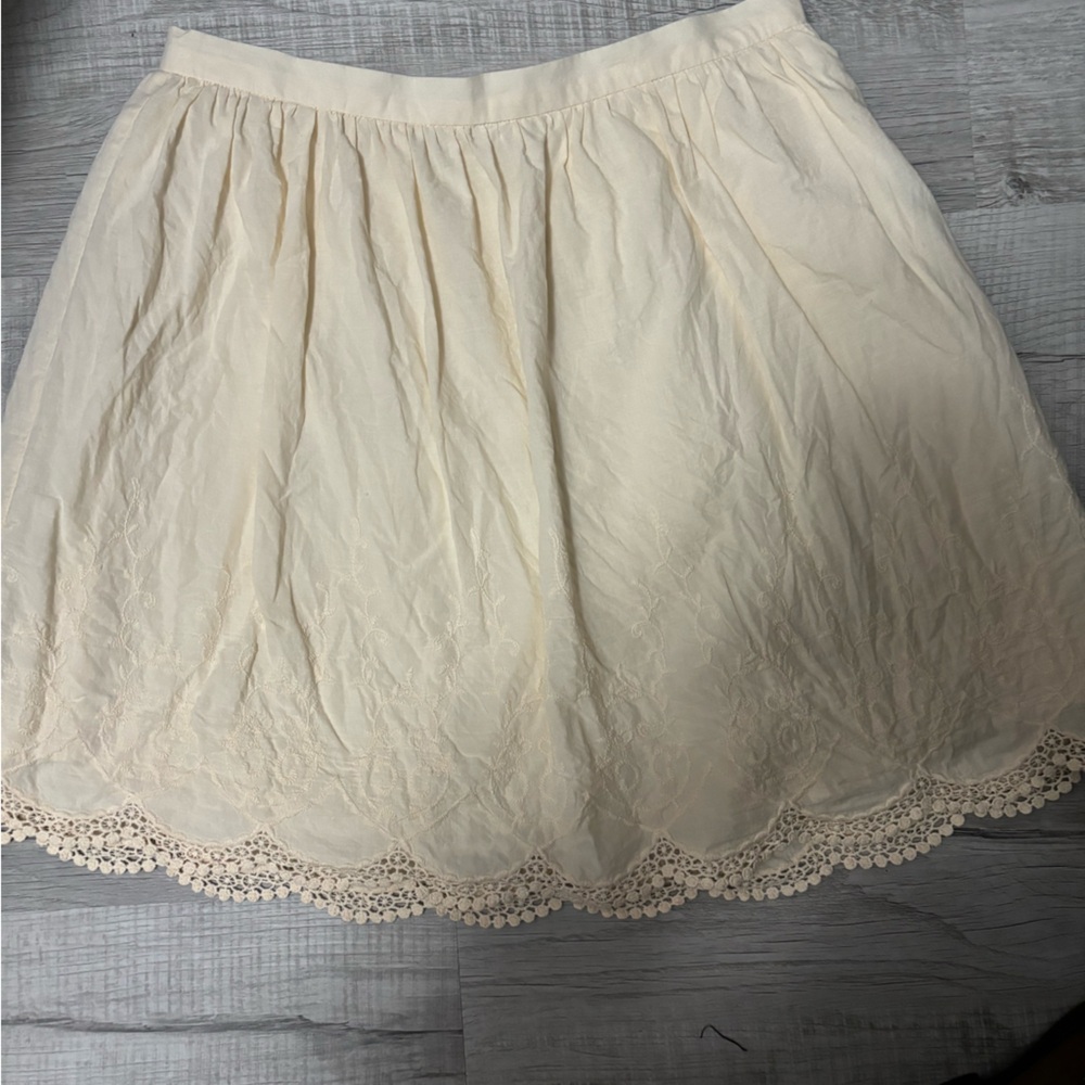 Elegant Cream Lace Trim Skirt by Forever 21